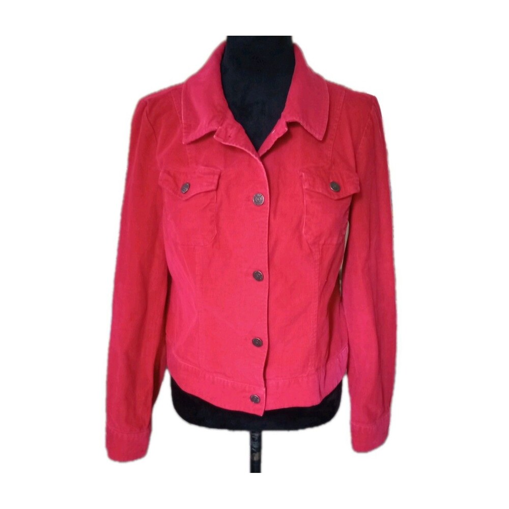 Old Navy Women's M Red Corduroy Button Up Jacket, Vtg.